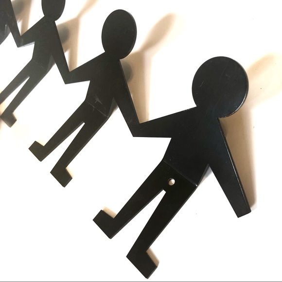 4 Person Silhouette Black Metal Hooks - Picture 3 of 4